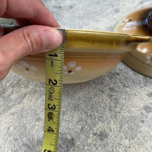 New Ceramic Clay Pot Helperware Hot Pot Soup Lidded Brown Flowers Floral Design - Picture 12 of 12